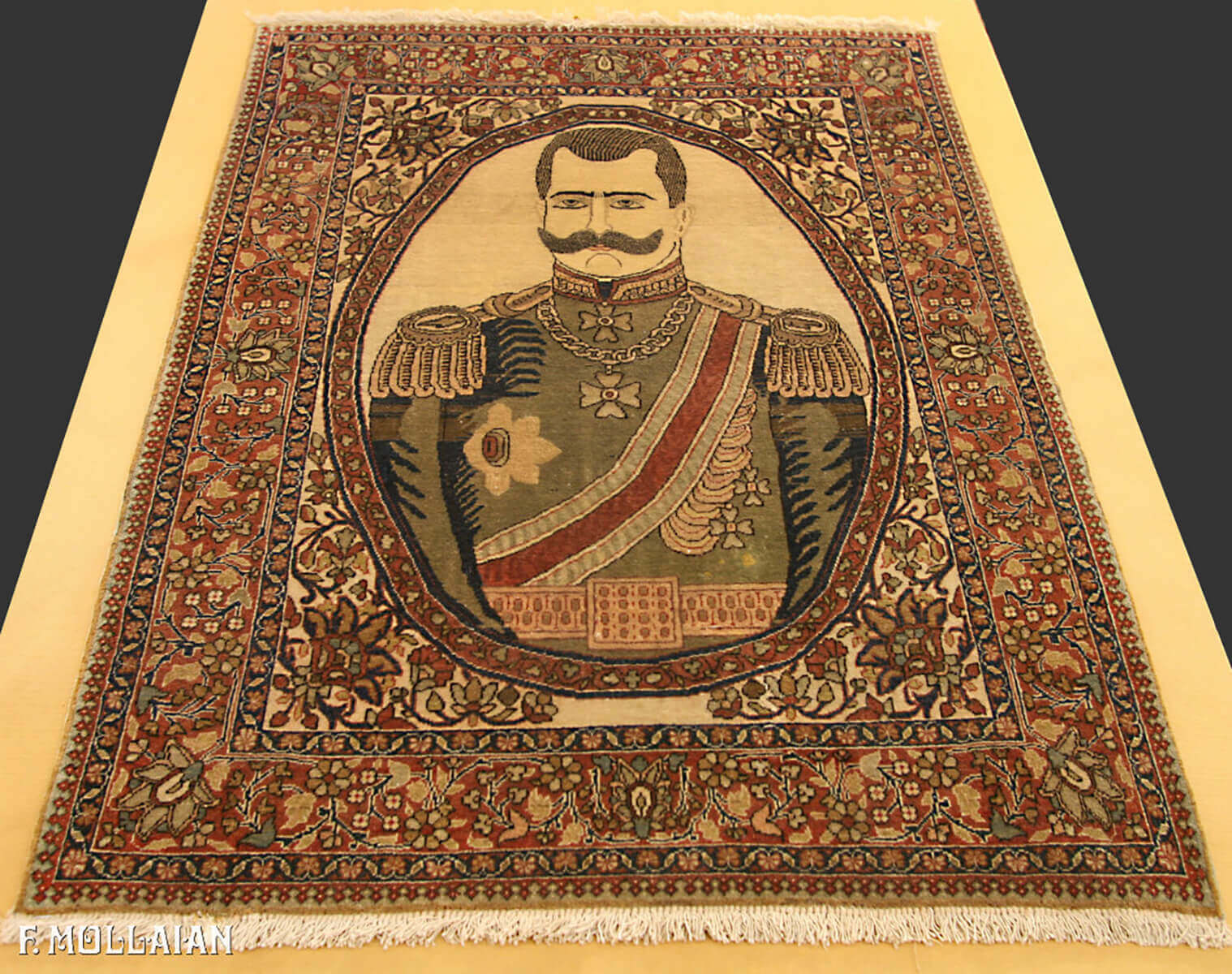 Tappeto Figurativo Persiano Antico Kashan Mohtasham n°:41684265